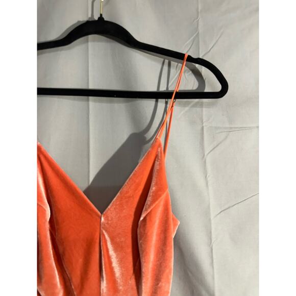 Silence Noise Romper Womens XS Orange Velvet Strappy V Neck Dressy Stretch Party - Picture 5 of 10
